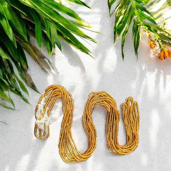 Waist Beads / Afrikanische Taillenkette - Aburiéki - Gold (Traditionelle nicht elastische Schnur)