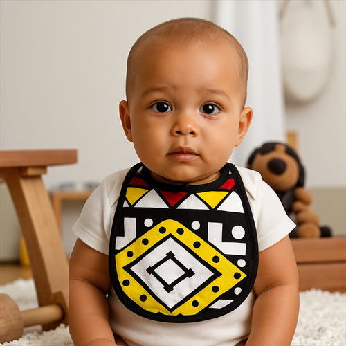 Afrikanischer Print Baby-Lätzchen - Rot Samakaka (Unisex)