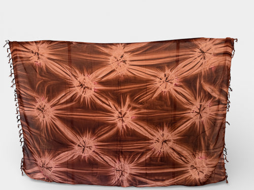 Sarong / pareo - Beachwear wrap skirt - Brown tie dye
