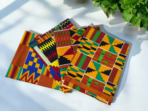 4 Fat Quarters - Kente Patchworkstoffe / Quiltingstoffe - Afrikanischer Stoff