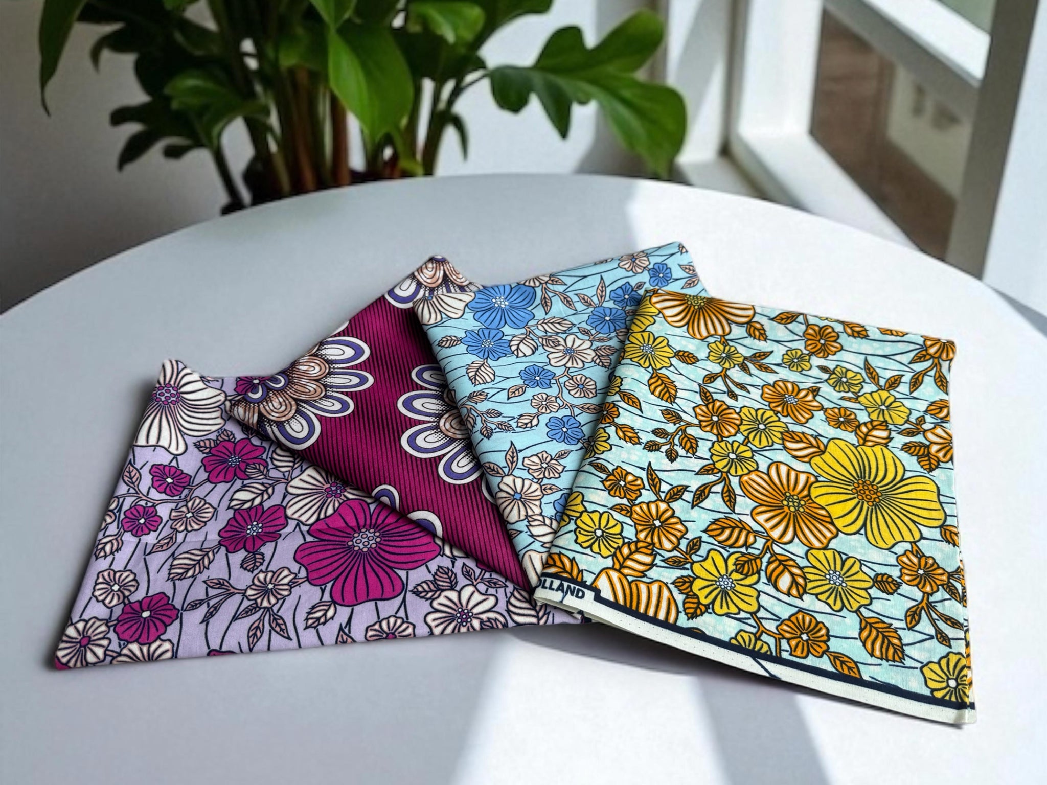 4 Fat quarters - Floral mix Quilting fabrics / Patchwork fabrics - African print fabric