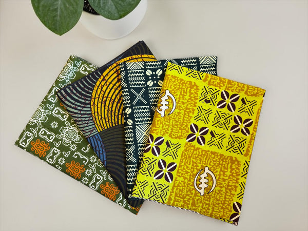 4 Fat quarters - Vert X mix Tissus Patchwork - Coupons Tissus imprimé africain