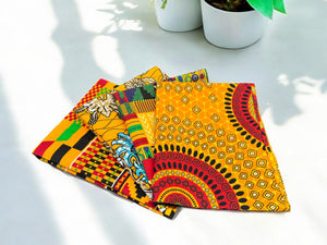 4 Fat quarters - Orange 1 Tissus Patchwork - Coupons Tissus imprimé africain