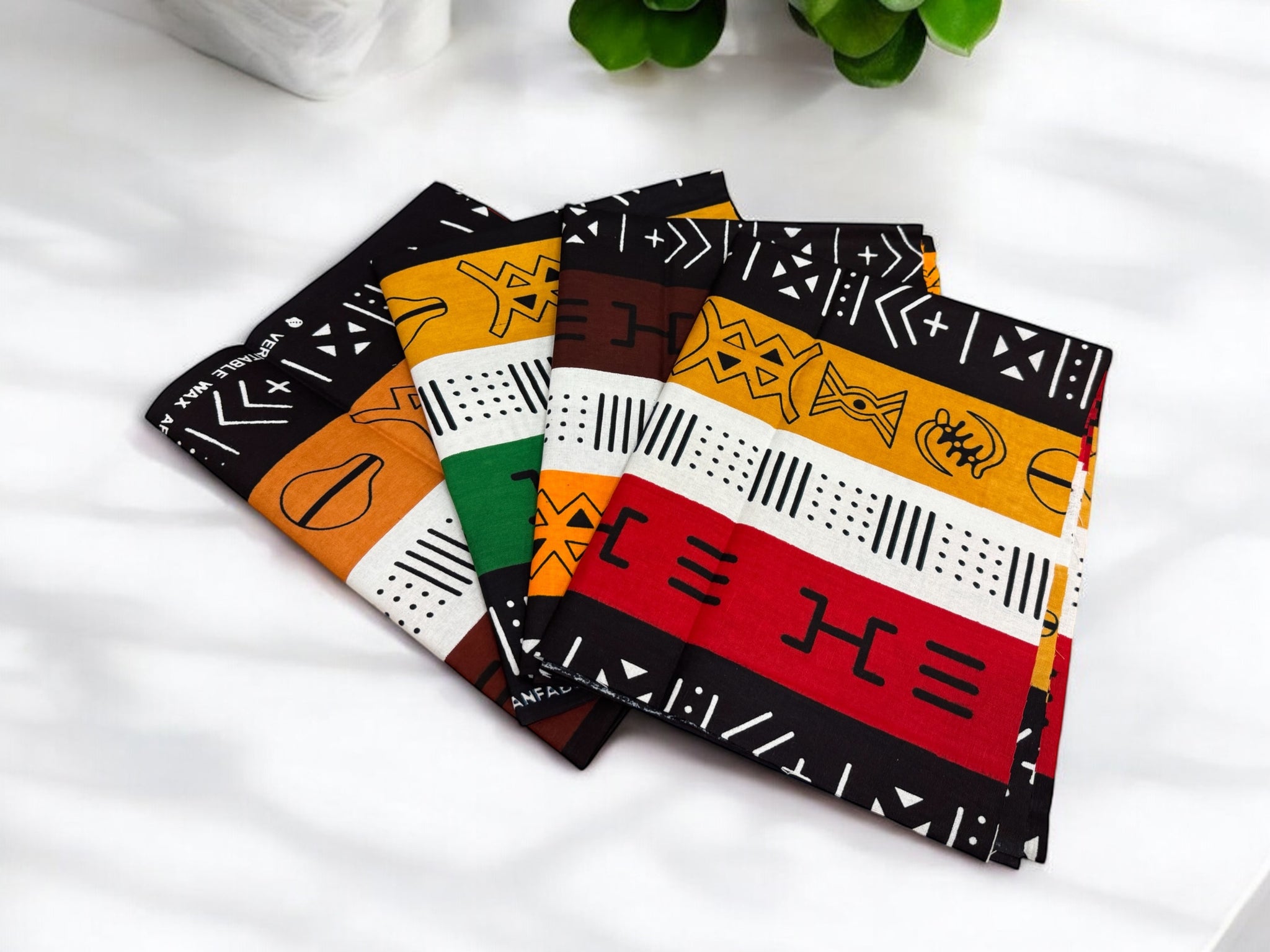 4 Fat quarters - Bogolan X Mix Tissus Patchwork - Coupons Tissus imprimé africain