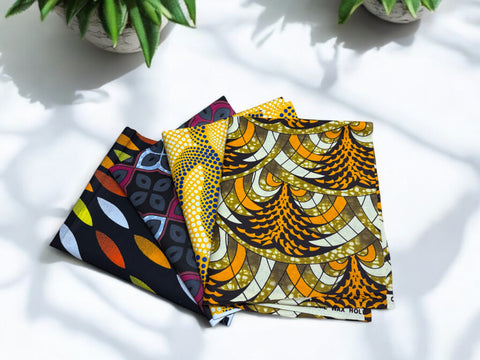 4 Fat Quarters - Orange X Patchworkstoffe / Quiltingstoffe - Afrikanischer Stoff