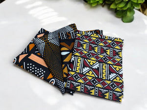 4 Fat quarters - Black Quilting fabrics / Patchwork fabrics - African print fabric