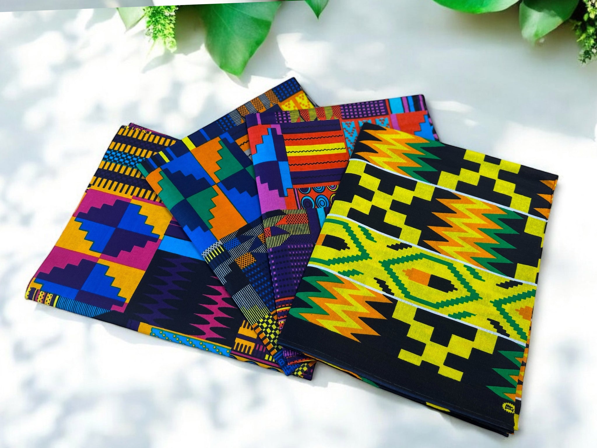 4 Fat quarters - Kente Mix Tissus Patchwork - Coupons Tissus imprimé africain