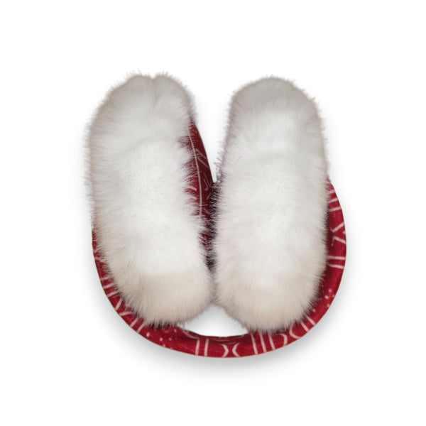 African Print Ohrenwärmer - Faltbare Winter Ohrenschützer - Rot Weiß Bogolan