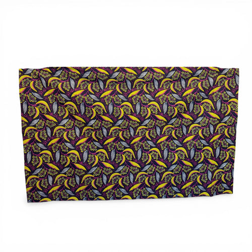 Paréo  / Sarong / Pagne - Jupe de plage en coton / écharpe de portage - Jaune / feuilles roses