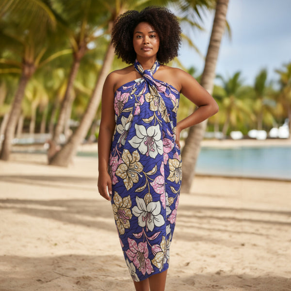 Sarong / Pareo - Baumwoll-Strandbekleidung Wickeltuch / Babytragetuch - Braun Hexagon 