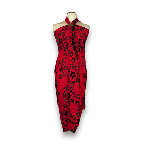 Sarong / pareo - Beachwear wrap skirt - Red / black Mandala