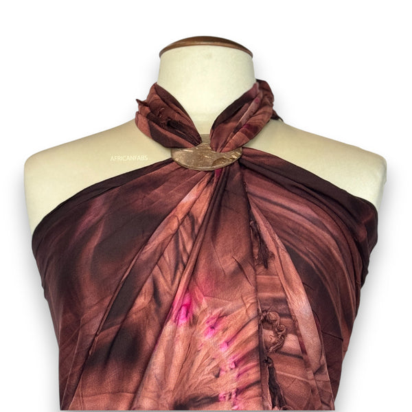 Sarong / pareo - Beachwear wrap skirt - Brown tie dye