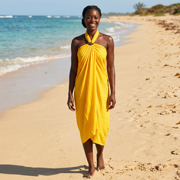 Sarong / pareo - Beachwear wrap skirt - Yellow