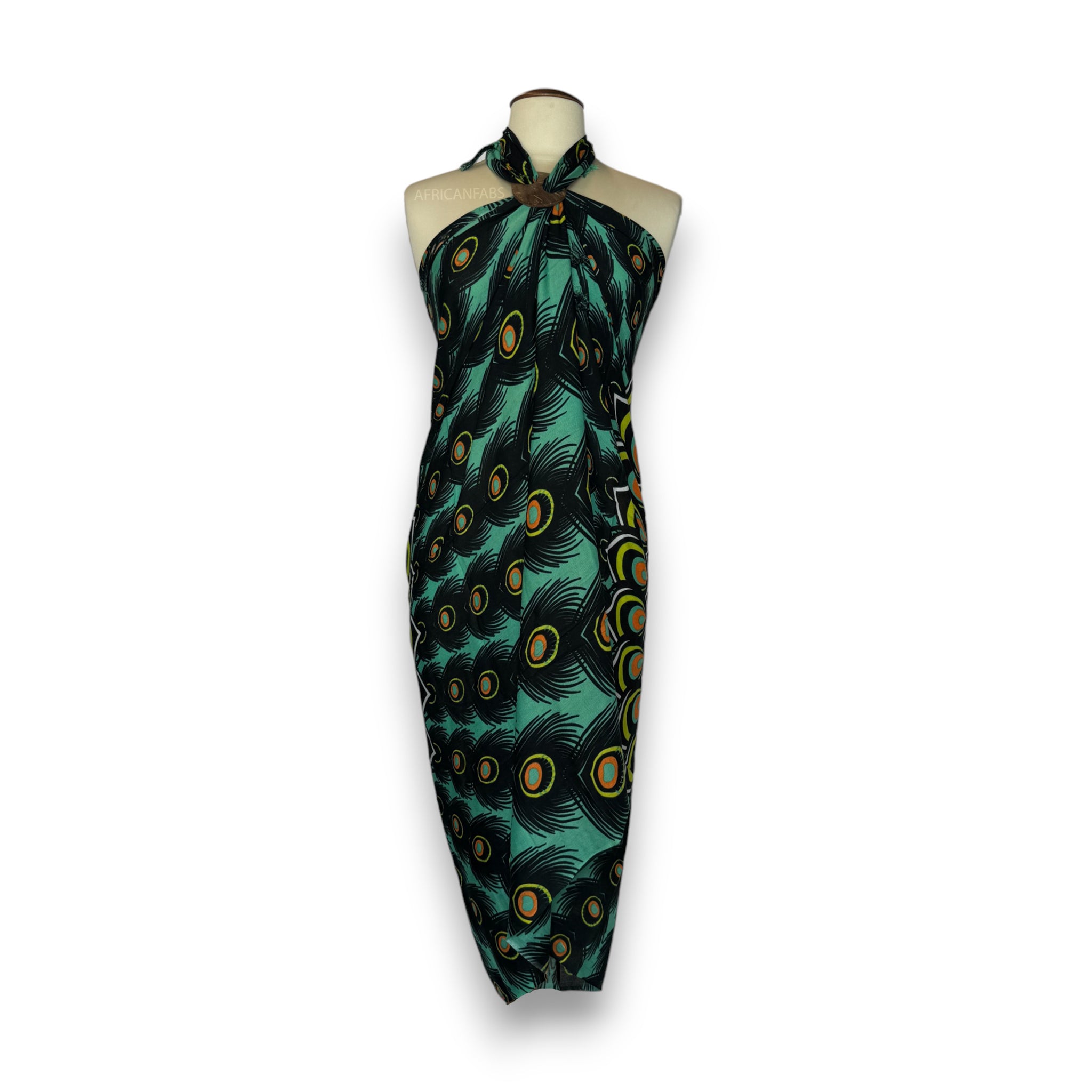 Sarong / pareo - Beachwear wrap skirt - Peacock green