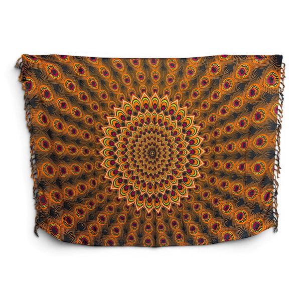 Sarong / Pareo - Strandbekleidung Wickeltuch - Braun Orange Peacock Sunset