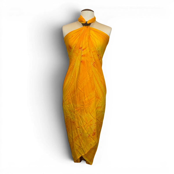 Sarong / pareo - Beachwear wrap skirt - Yellow Orange Sunset Tie Dye