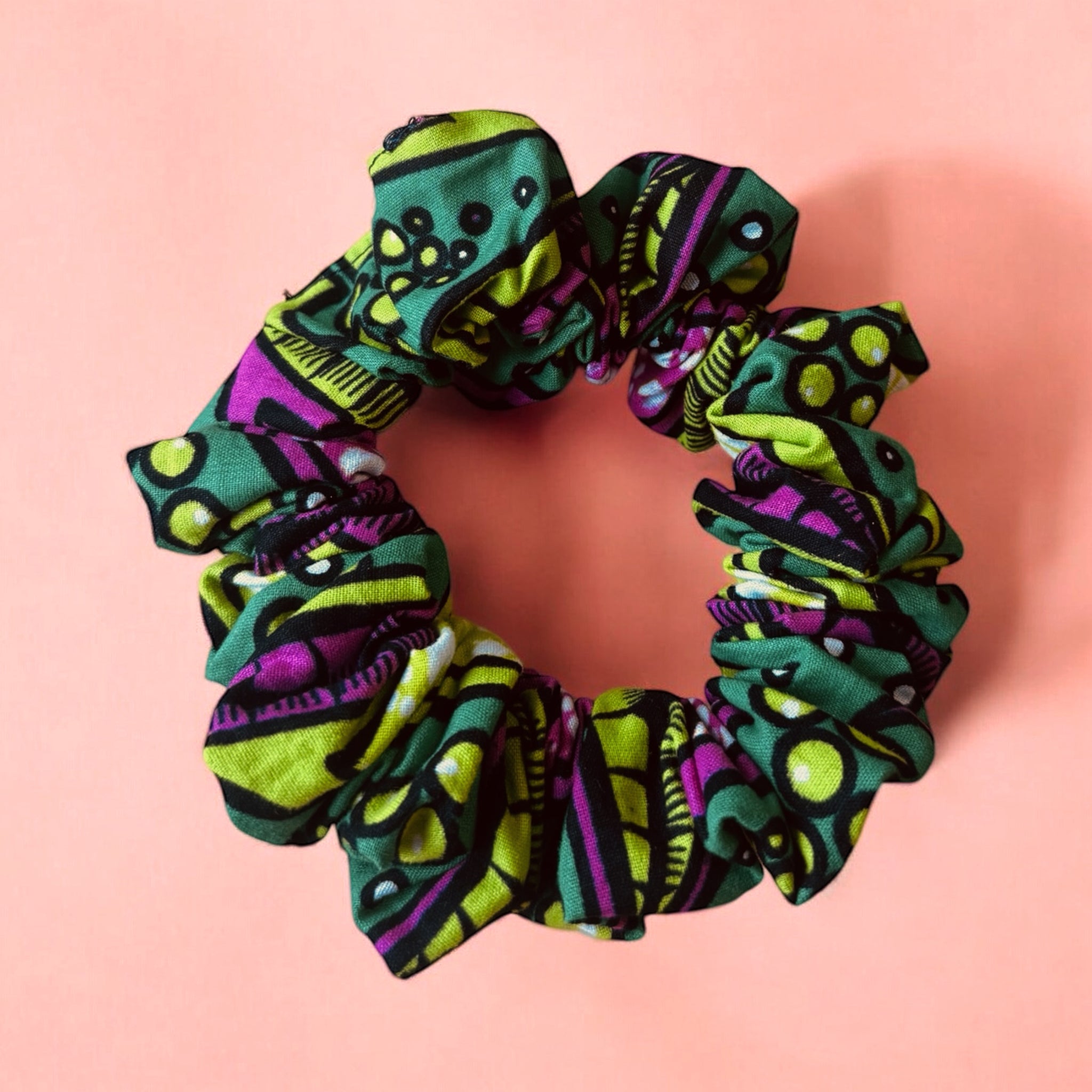 African print Scrunchie - Hair Accessories - Green mix