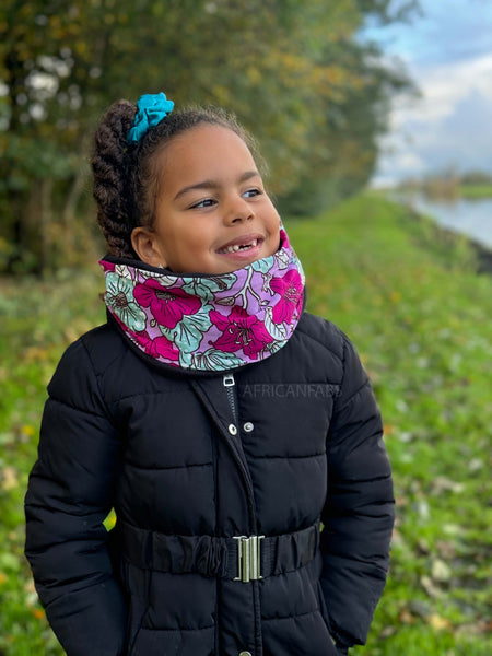 Warmer Rollkragenpullover Schal für Kinder mit afrikanischem Print Unisex - Multicolor Flowers