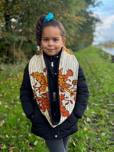 Warmer Rollkragenpullover Schal für Kinder mit afrikanischem Print Unisex - Orange garden