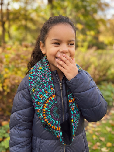 Imprimé africain Echarpes d'hiver à col roulé pour enfants Unisex - Turquoise Violet Ocean Eye