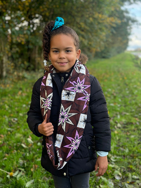 African print Turtleneck Winter scarf for Kids Unisex - Brown