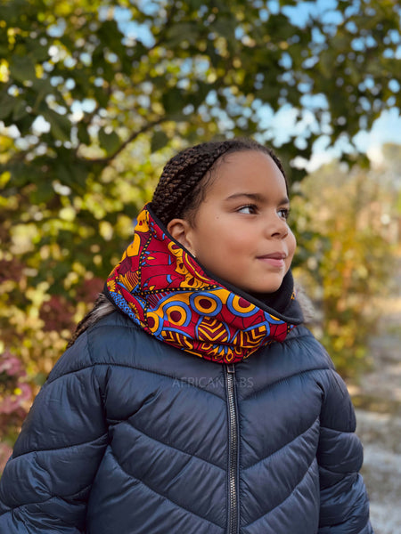 Imprimé africain Echarpes d'hiver à col roulé pour enfants Unisex - Rouge