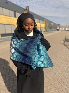 African print Winter scarf for Adults Unisex - Blue rings