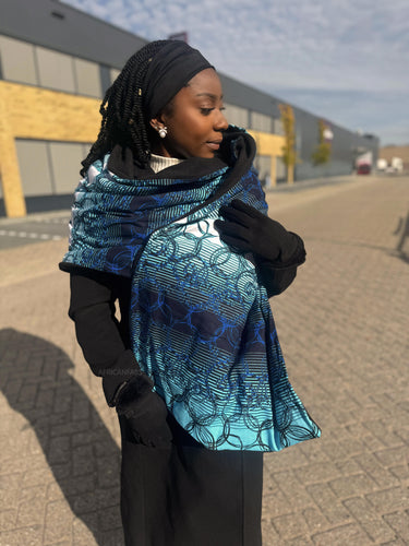 African print Winter scarf for Adults Unisex - Blue rings