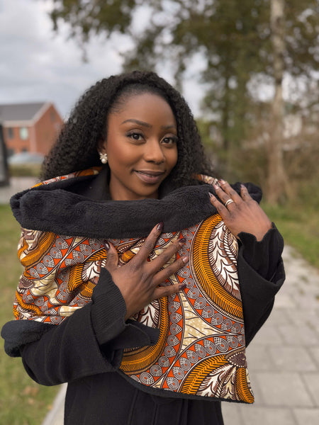 Warmer Schal mit afrikanischem Print Unisex - Orange Feder