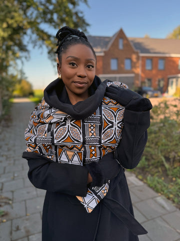 Imprimé africain Echarpes d'hiver pour adultes Unisex - Marron Bogolan Symbols