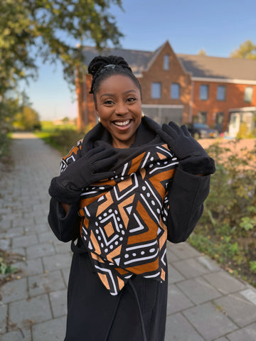 Imprimé africain Echarpes d'hiver pour adultes Unisex - Marron Bogolan