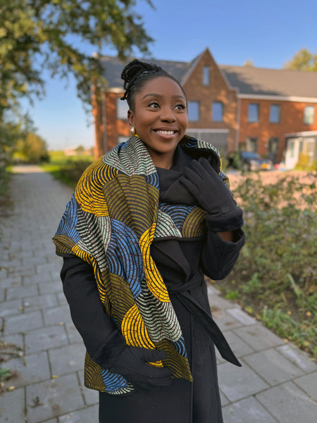 Imprimé africain Echarpes d'hiver pour adultes Unisex - Vert Concentric Circle Design