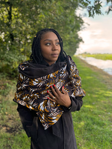 African print Winter scarf for Adults Unisex - Mix Brown Feathers