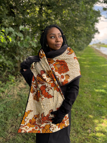 African print Winter scarf for Adults Unisex - Orange Garden