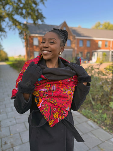 Imprimé africain Echarpes d'hiver pour adultes Unisex - Rouge Botanical Flow