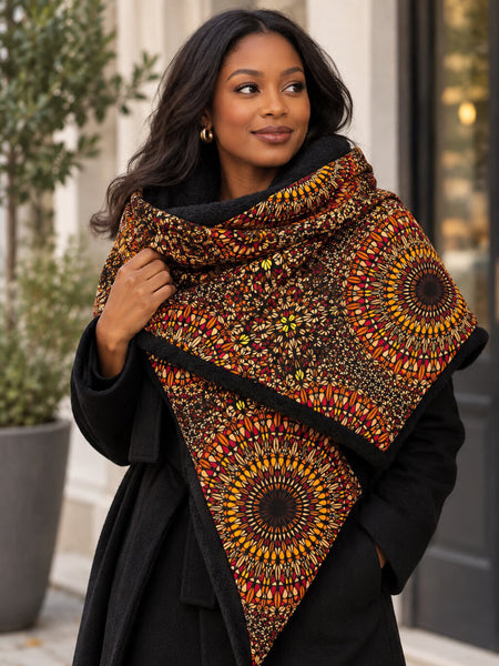 African print Winter scarf for Adults Unisex - Brown Savanna Sun