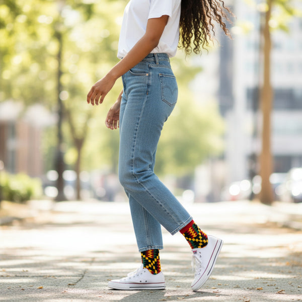 African socks / Afro socks / African print socks - Set of 3 pairs OWO Kente