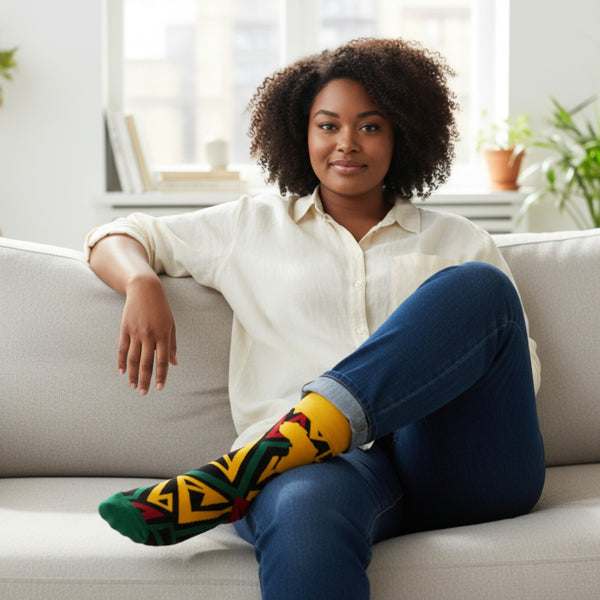 Afrikanische Socken / Afro-Socken / Kente-Socken - Gelb