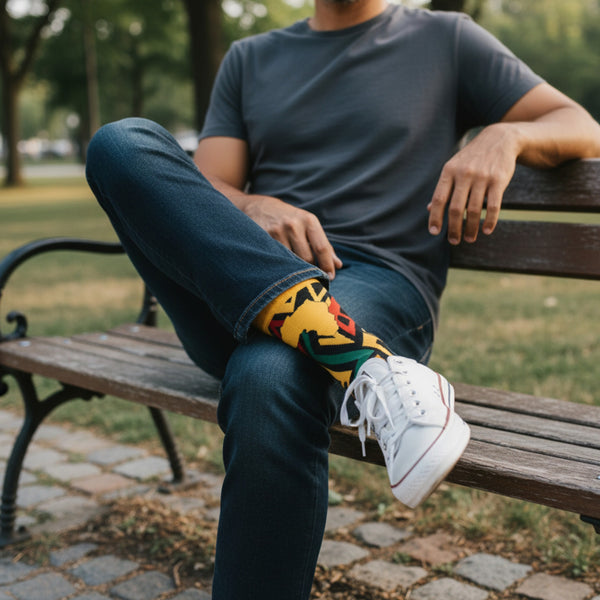 Afrikanische Socken / Afro-Socken / Kente-Socken - Gelb