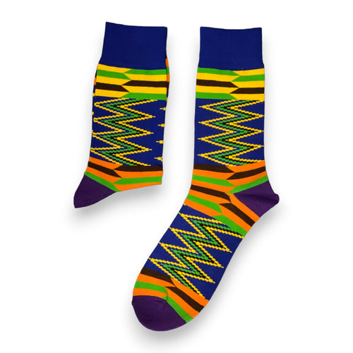 African socks / Afro socks / Set of 3 pairs - Blue KWABENA