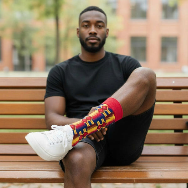 African socks / Afro socks / African print socks - Pink Kente