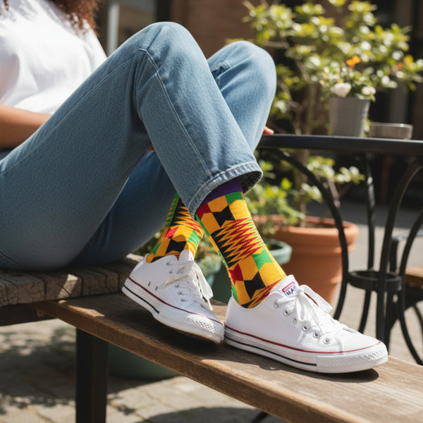 African socks / Afro socks / African print socks - Set of 3 pairs OWO Kente