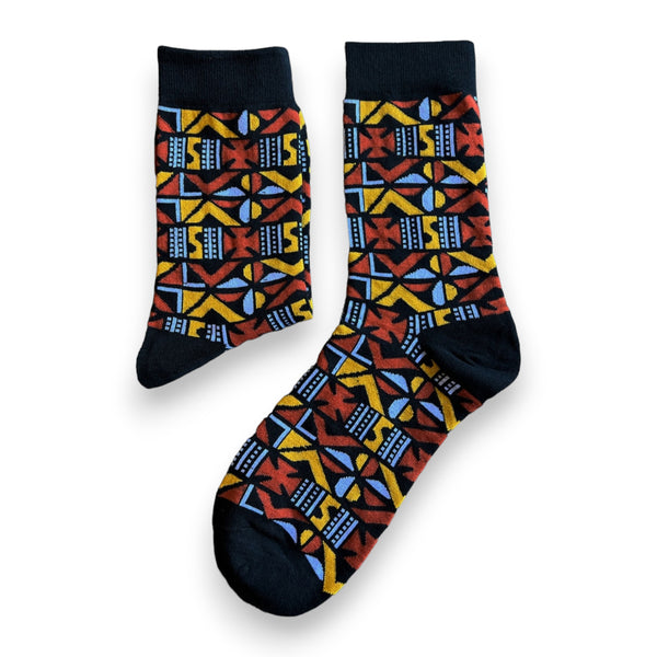 Chaussettes africaines / Ensemble de chaussettes afro MENSAH en pochette - Lot de 5 paires