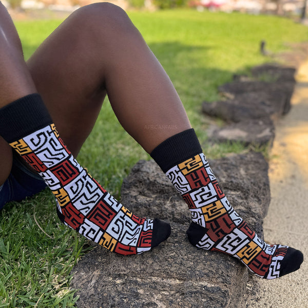 Chaussettes africaines / Ensemble de chaussettes afro NKEM en pochette - Lot de 5 paires