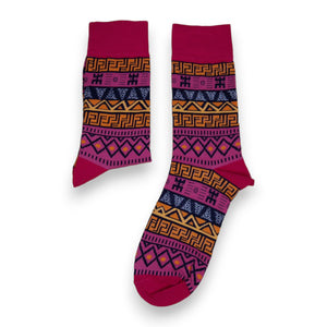 African socks / Afro socks / Bogolan socks - Pink