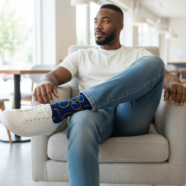 African socks / Afro socks / Set of 3 pairs - Blue EHAIRROVBUGIE