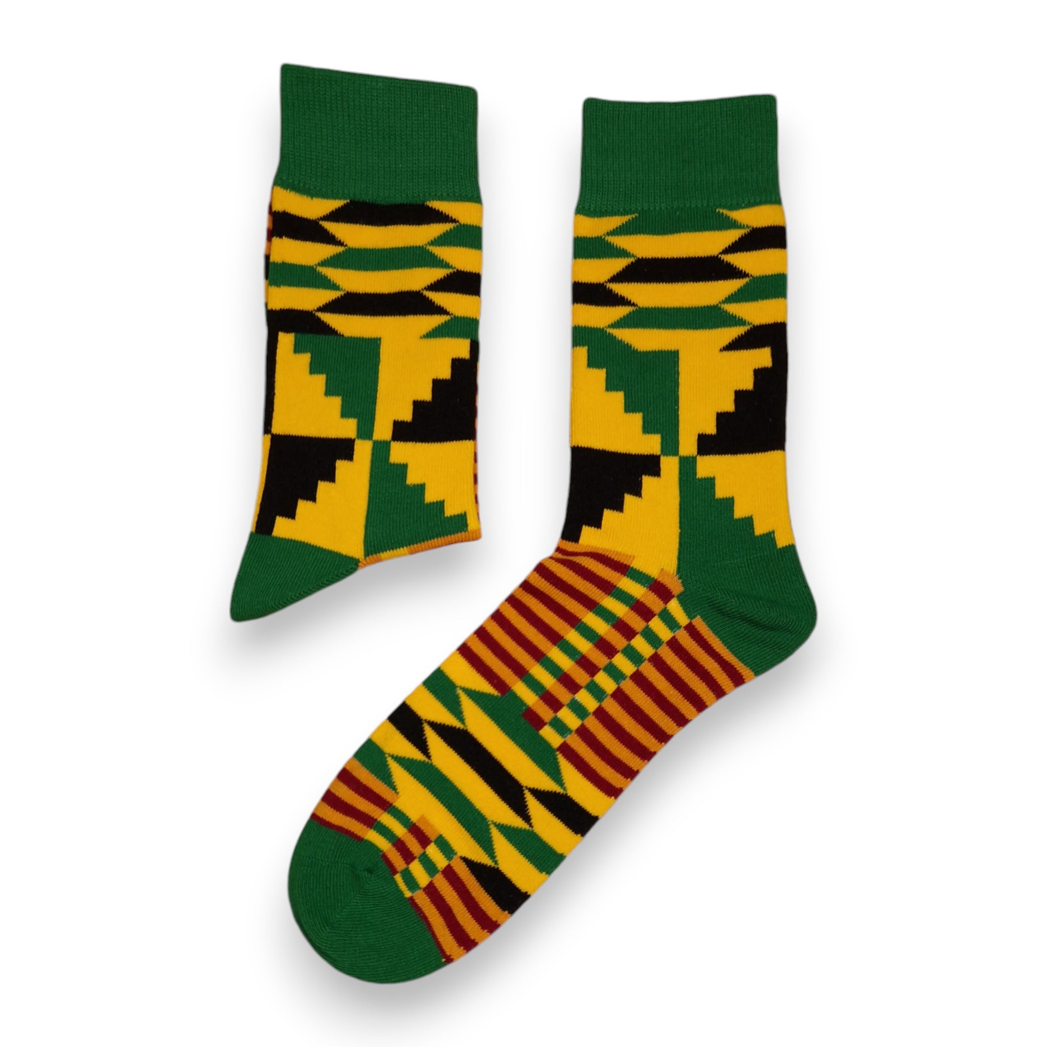 Afrikanische Socken / Afro-Socken / Kente-Socken - Grun Gelb