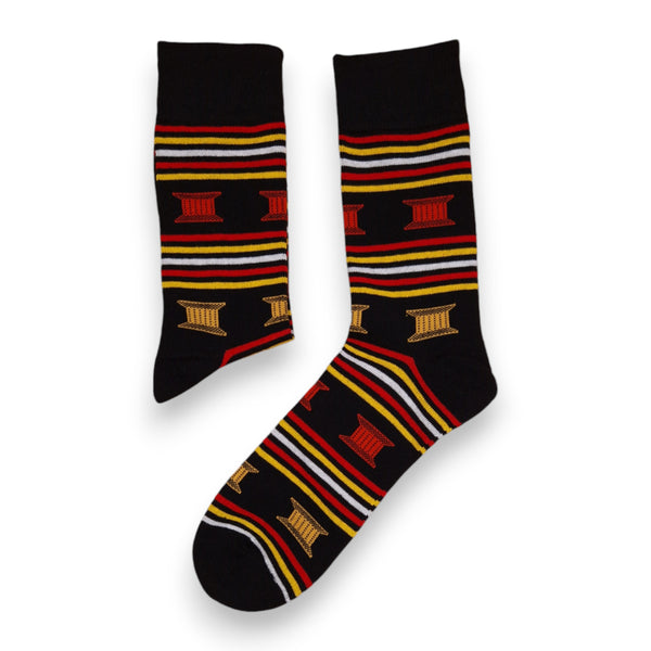 African socks / Afro socks / Kente socks - Black Red Yellow