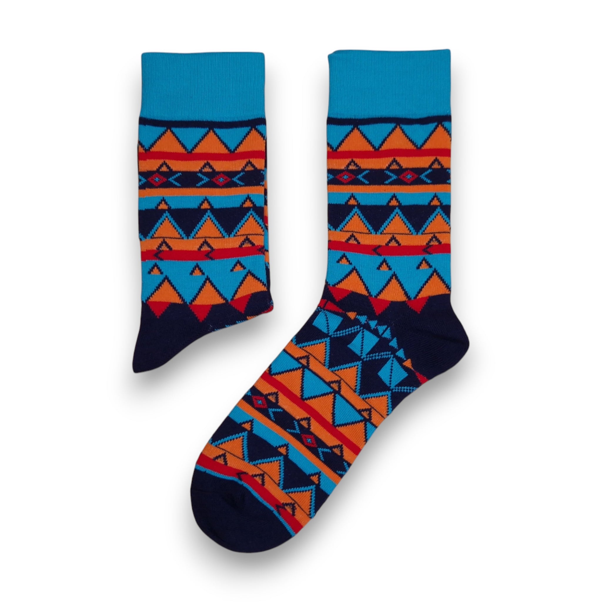 Afrikanische Socken / Afro-Socken / Kente-Socken - Blau Orange Tribal print