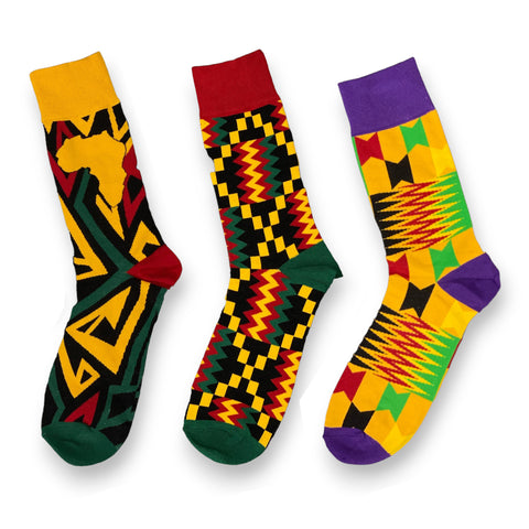 African socks / Afro socks / Kente socks - Set of 3 pairs OWO